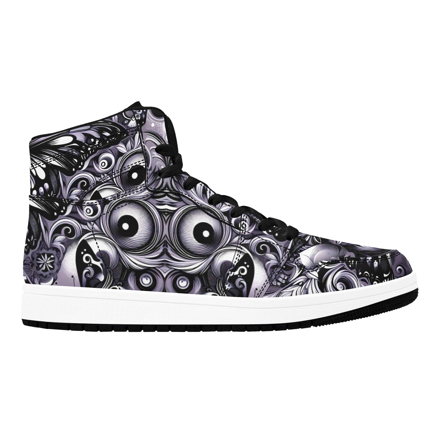 Skulla and Roses Women's High Top Sneakers (Model 20042)