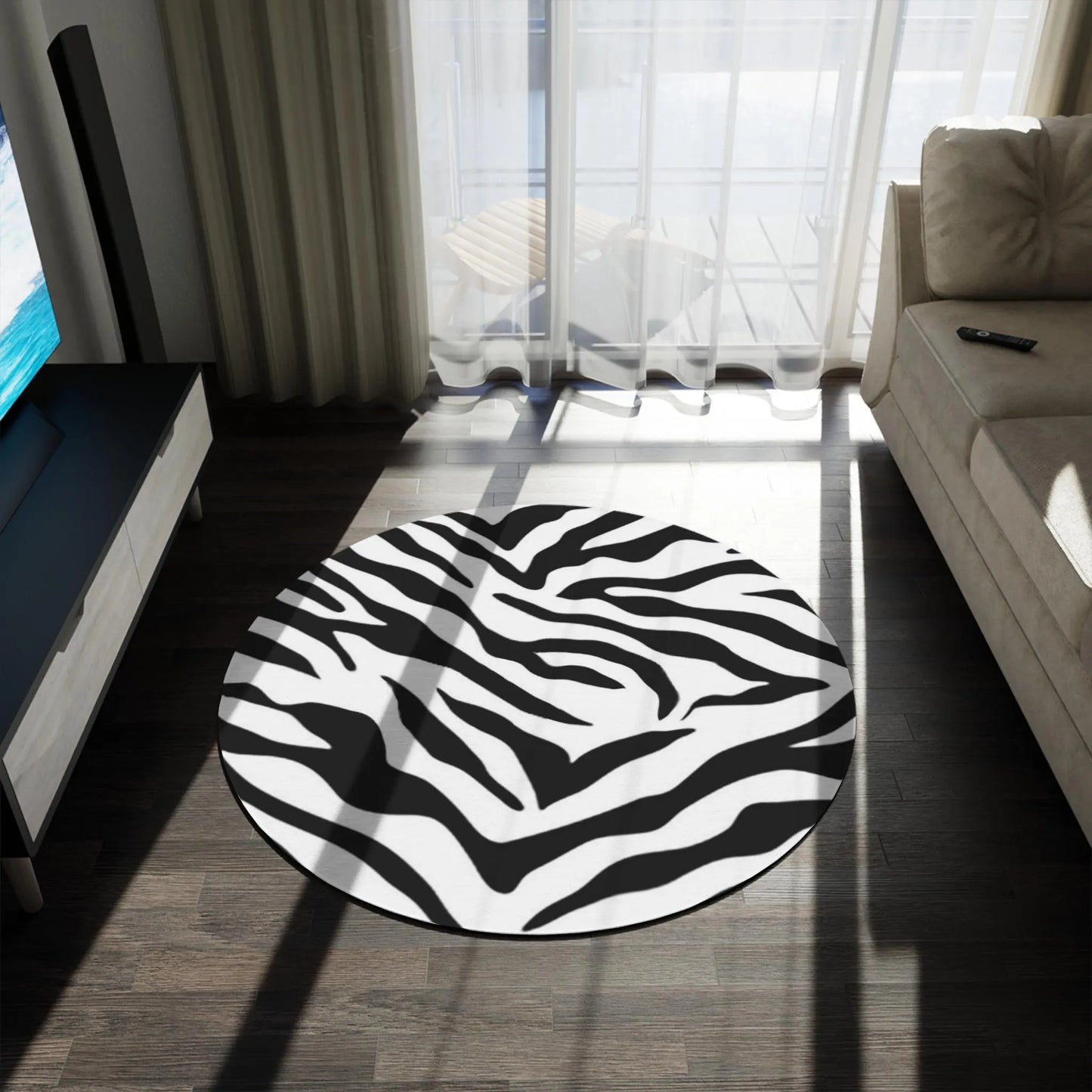 Round Outdoor Area Rug Zebra