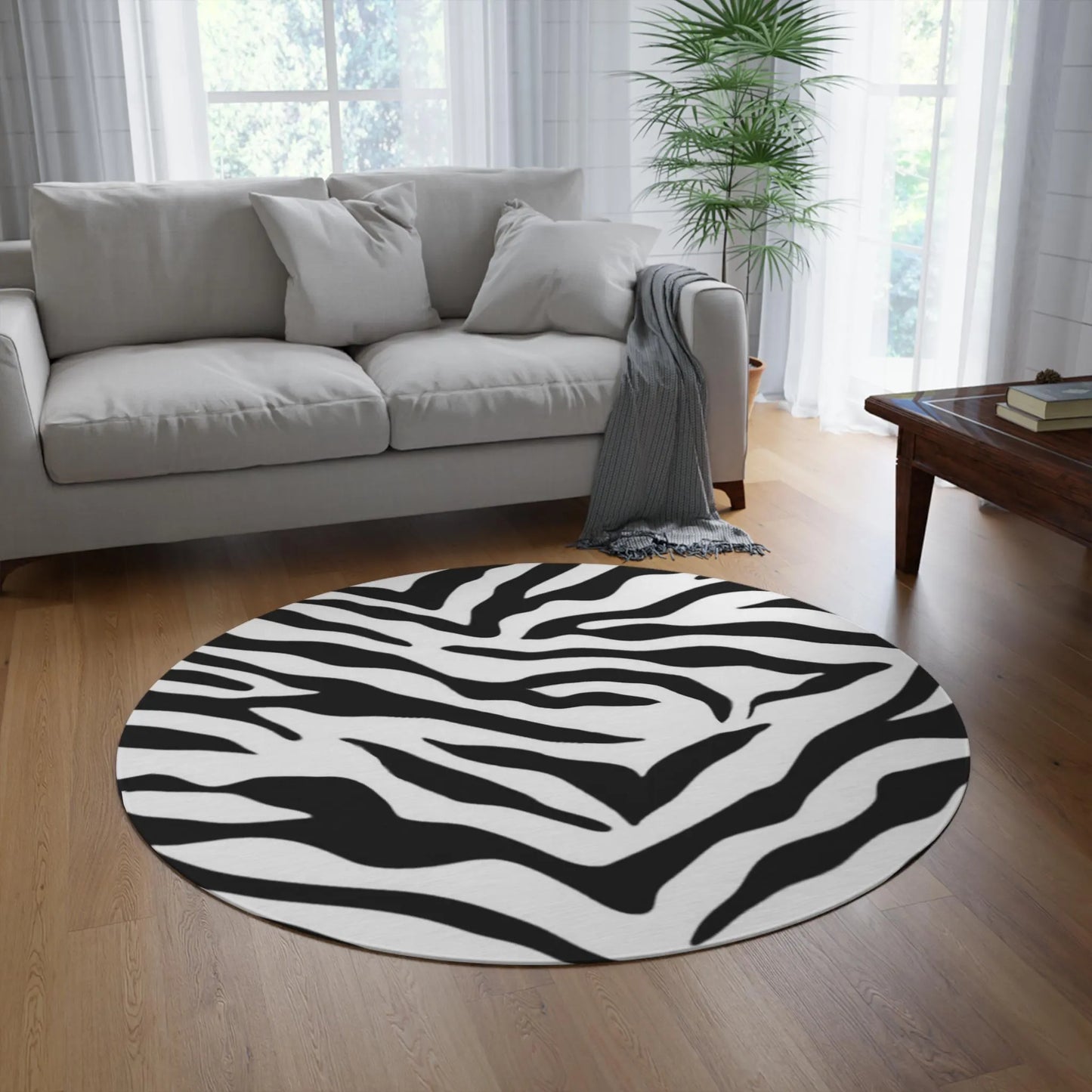 Round Outdoor Area Rug Zebra