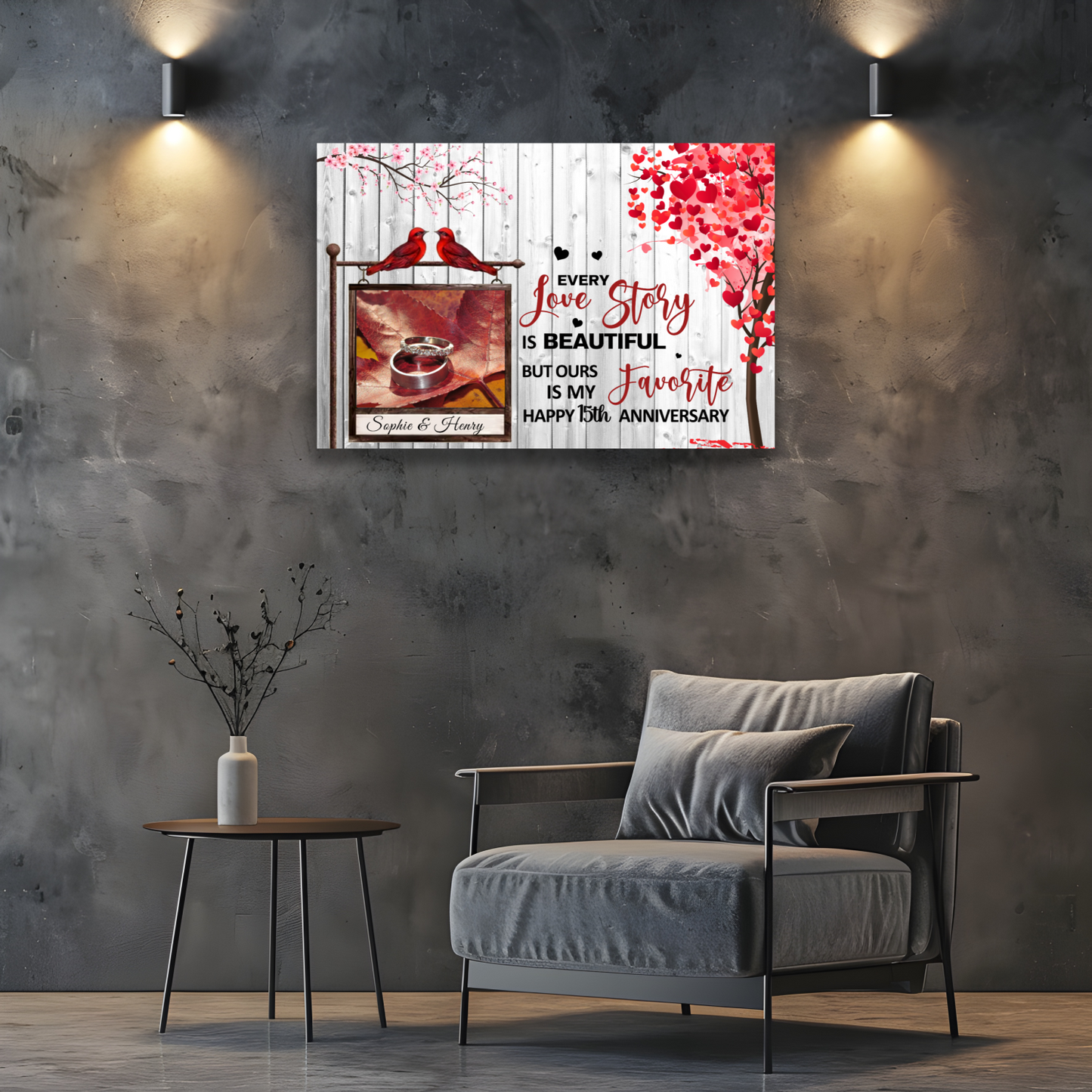 Personalized romantic acrylic wall art featuring couple's names and special date, custom anniversary gift for husband and wife, modern minimalist decor