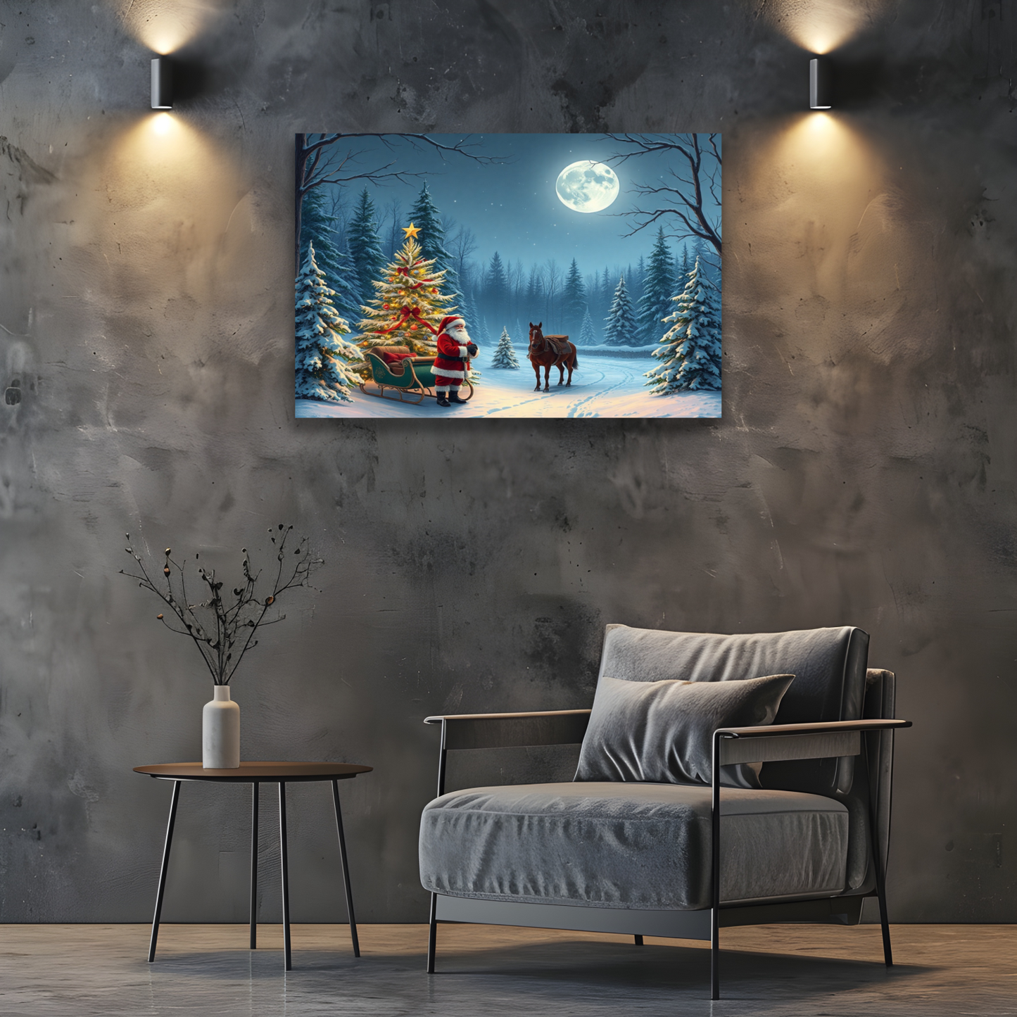 Winter Christmas Scenery Wall Art Canvas
