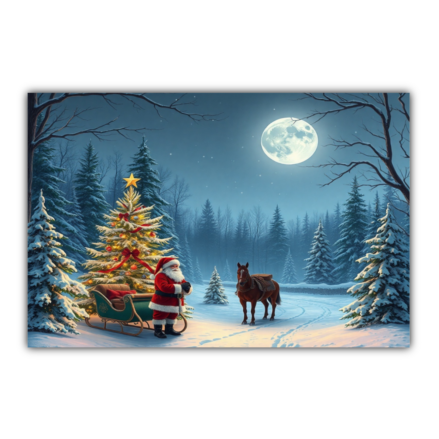 Winter Christmas Scenery Wall Art Canvas