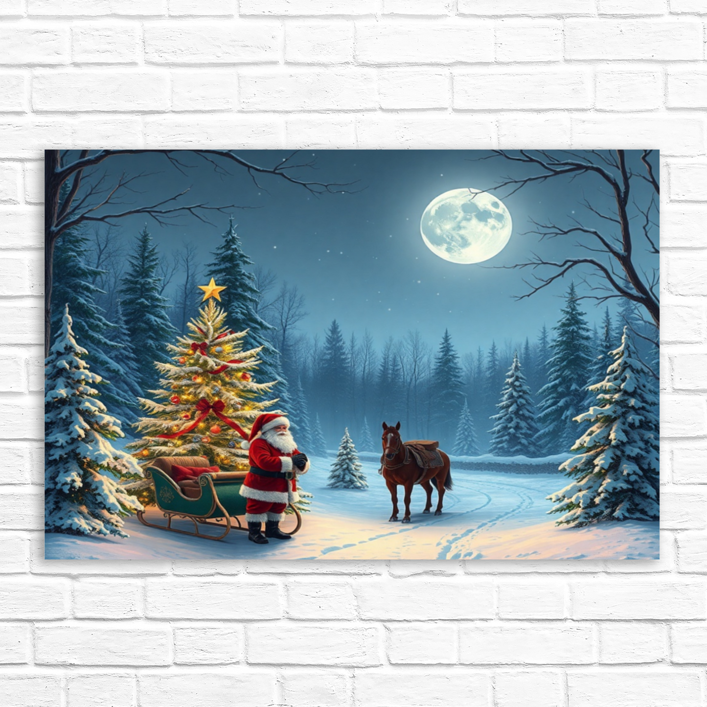 Winter Christmas Scenery Wall Art Canvas