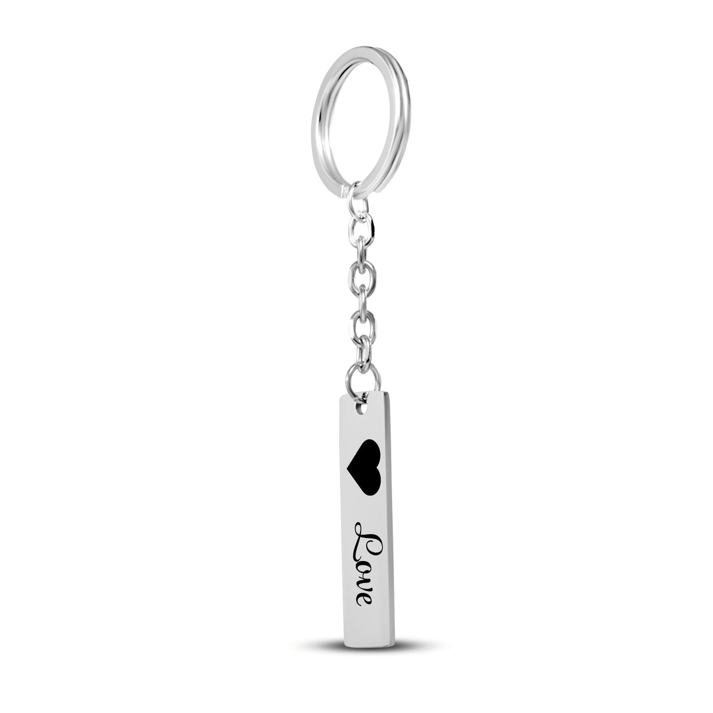 Personalized Vertical Bar Love Keychain – Custom Engraved Gift for Couples