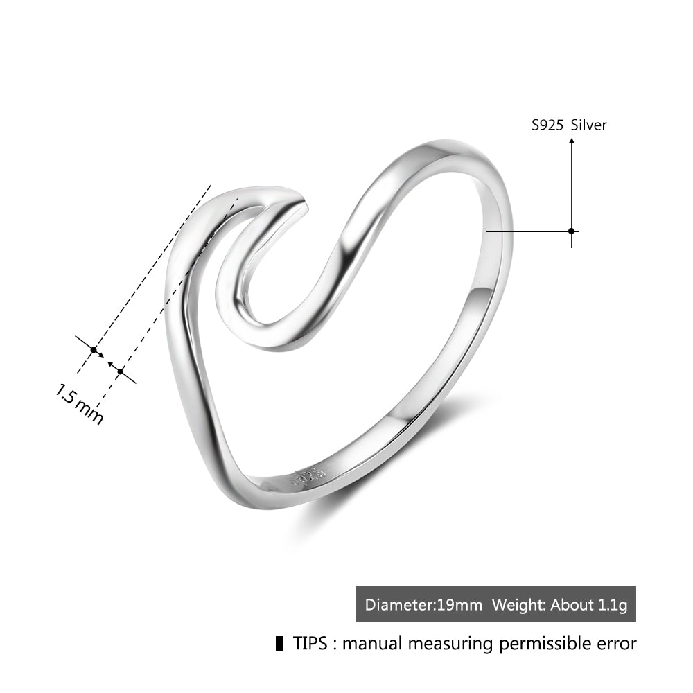 Fashion Wave 925 Sterling Silver Ring