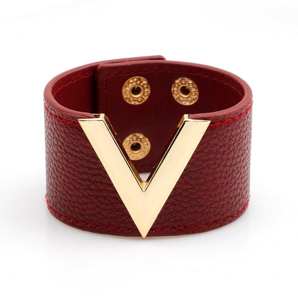 Genuine Leather Bracelet Wide Wrap Charm Bracelet Female Party Jewelry