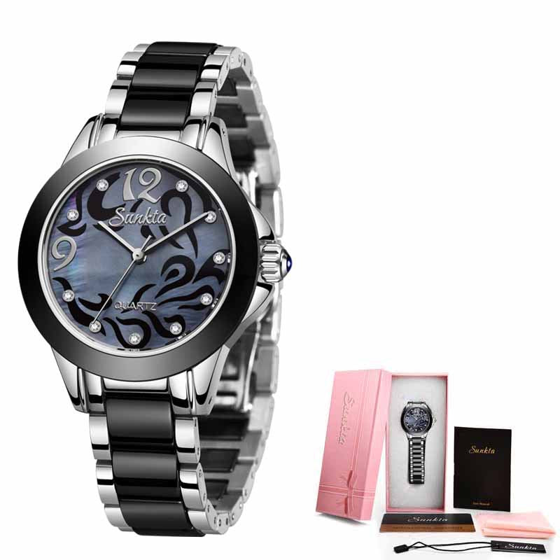 Liger/SUNKTA Explosive Ceramic Ladies Watch Exquisite High-end Watch Waterproof Watch