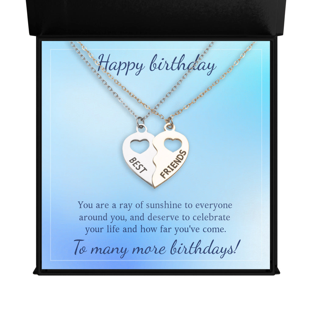 Friends - BFF Half Heart Necklace Set Happy Birthday.