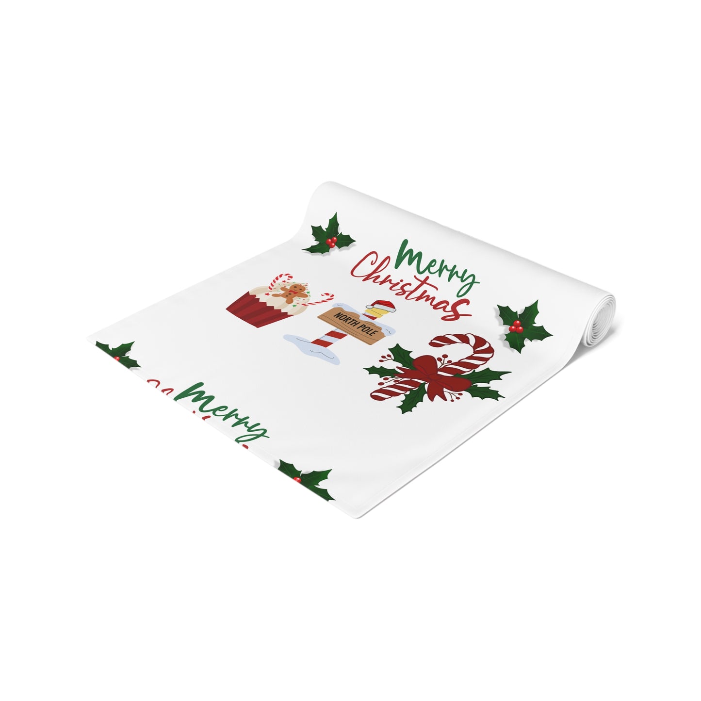 Christmas Table Runner, Holiday Dining Decor, Festive Kitchen Linens, Xmas Home Decoration, Seasonal Table Setting by Printify