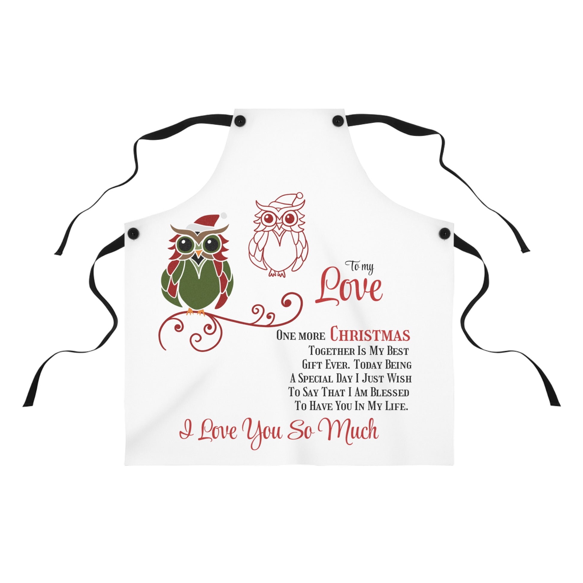 Apron Merry Christmas to my Love owls decoration by Printify