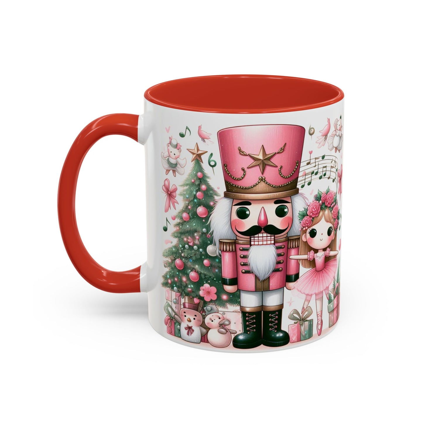 Coffee Mug, Nutcracker Pink Christmas Decoration, Festive Holiday Tea Cup, Unique Ceramic Drinkware, Kitchen Home Decor by Printify