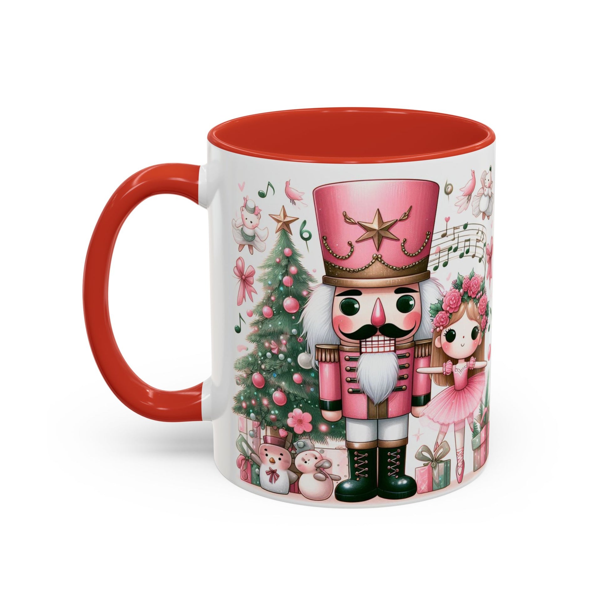 Coffee Mug, Nutcracker Pink Christmas Decoration, Festive Holiday Tea Cup, Unique Ceramic Drinkware, Kitchen Home Decor by Printify