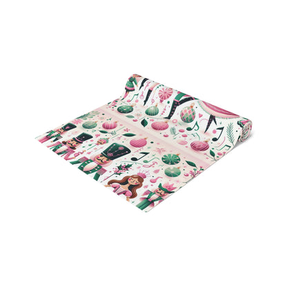 Christmas Table Runner, Holiday Dining Decor, Festive Kitchen Linens, Nutcracker Ballet Centerpiece, Xmas Home Textiles by Printify