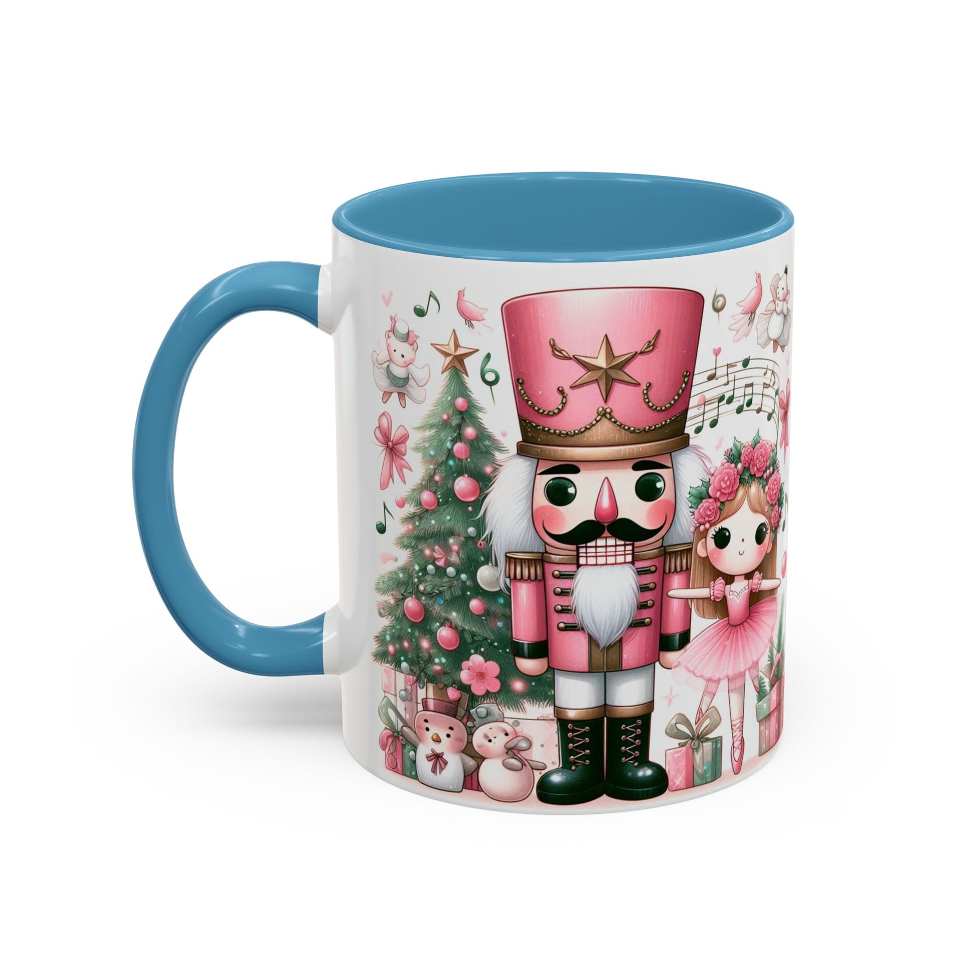 Coffee Mug, Nutcracker Pink Christmas Decoration, Festive Holiday Tea Cup, Unique Ceramic Drinkware, Kitchen Home Decor by Printify