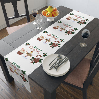 Christmas Table Runner, Holiday Dining Decor, Festive Kitchen Linens, Xmas Home Decoration, Seasonal Table Setting by Printify