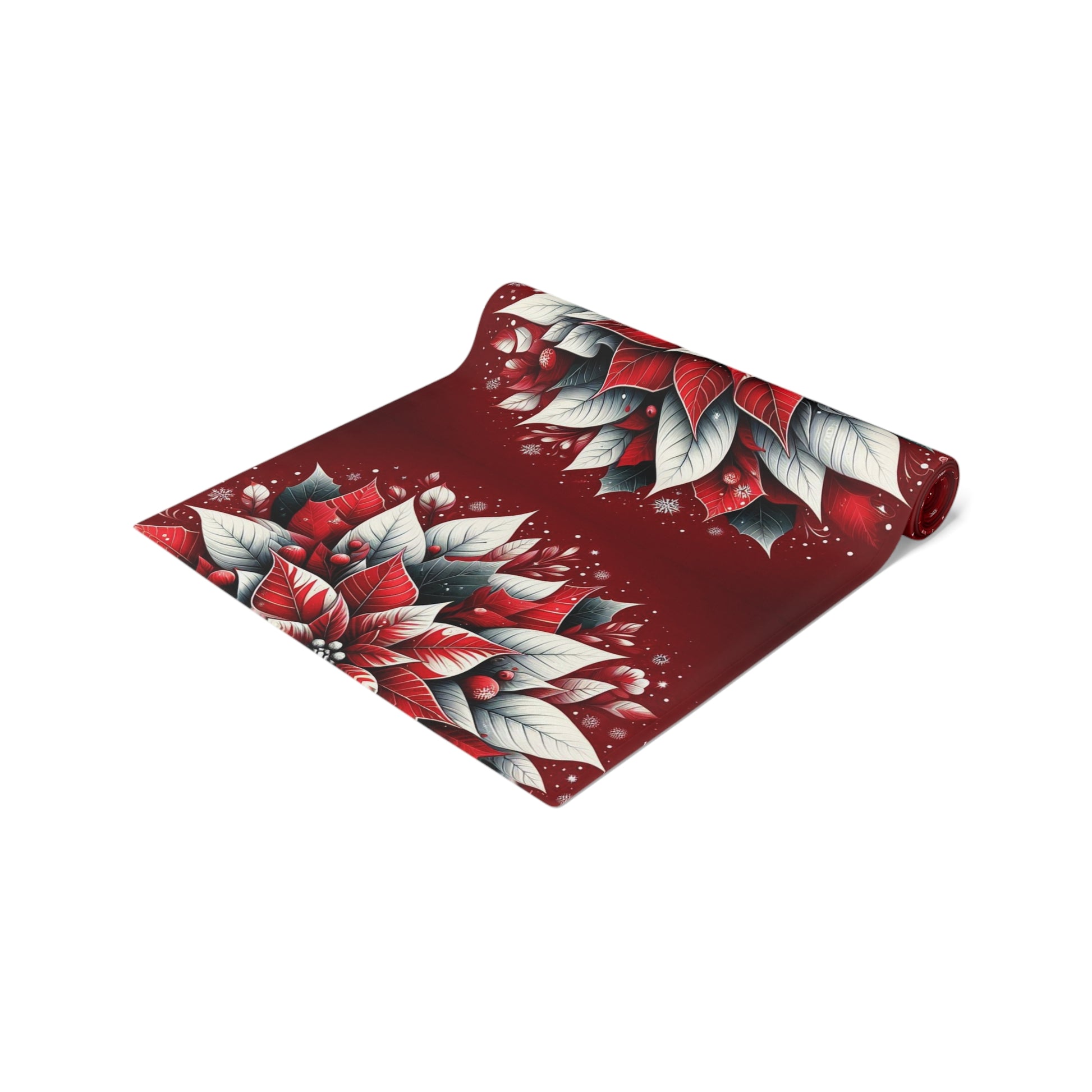 Christmas Table Runner Poinsettia - Cotton, Poly. Holiday Decor, Festive Home Dining, Kitchen Decor, Christmas Party Supplies, Seasonal by Printify