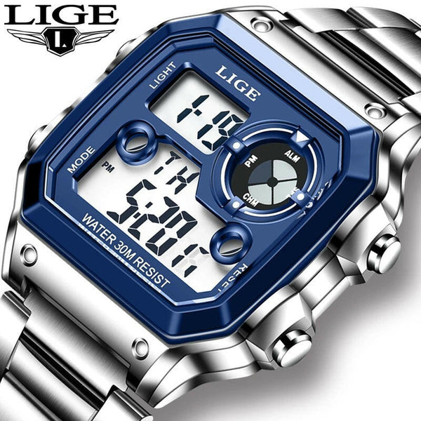 Lige Electronic Watch Unisex Watch Luminous Display Watch Multi-Function Chronograph Alarm Clock
