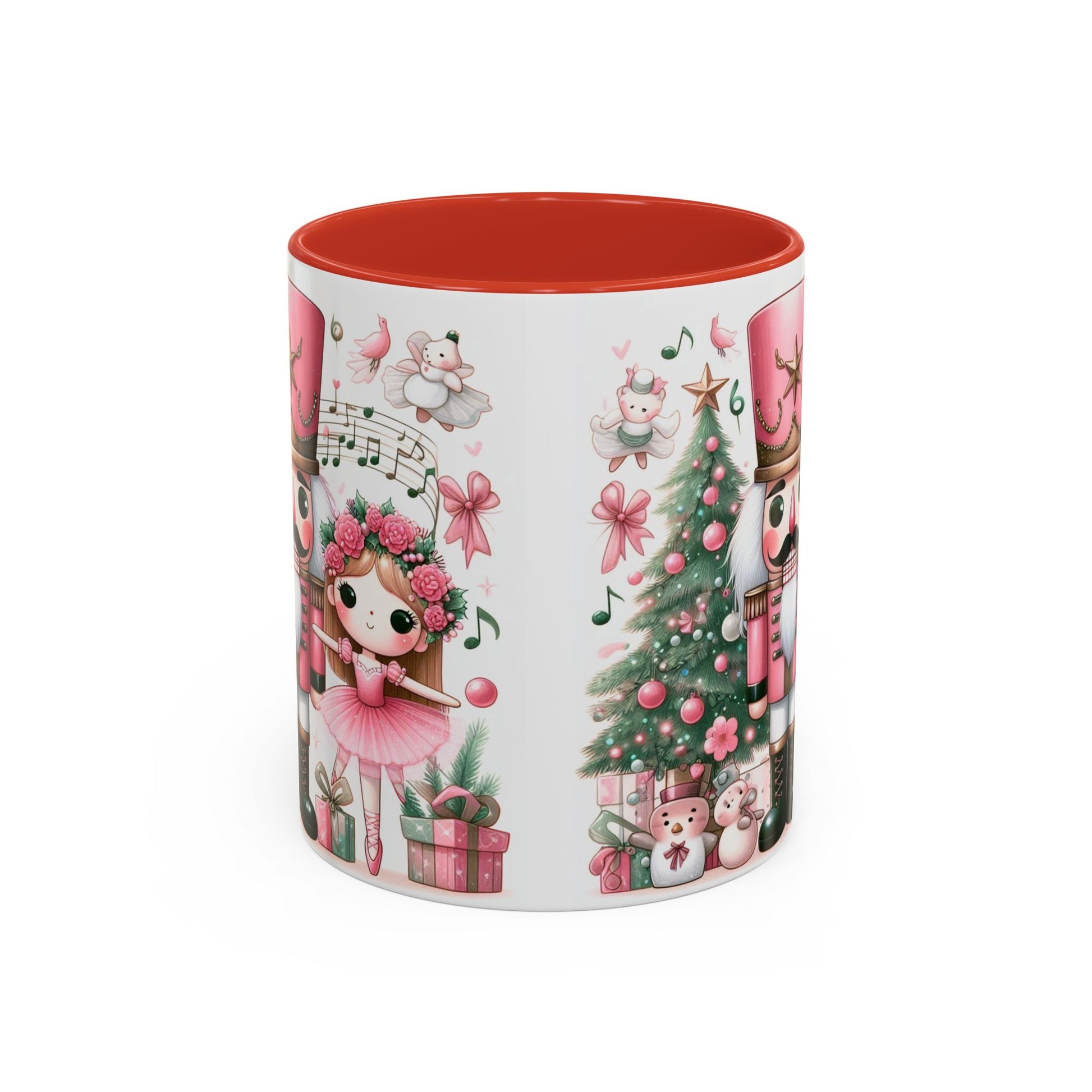 Coffee Mug, Nutcracker Pink Christmas Decoration, Festive Holiday Tea Cup, Unique Ceramic Drinkware, Kitchen Home Decor by Printify