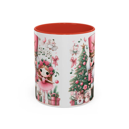 Coffee Mug, Nutcracker Pink Christmas Decoration, Festive Holiday Tea Cup, Unique Ceramic Drinkware, Kitchen Home Decor by Printify