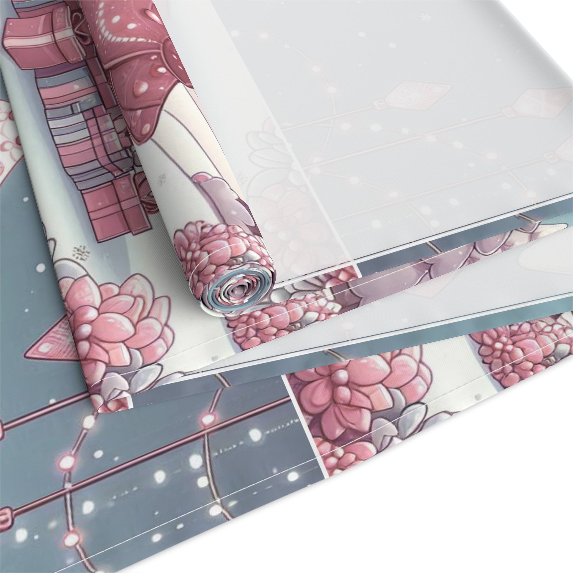 Christmas Table Runner, Holiday Decor, Cotton Table Runner, Festive Dining, Pink Christmas Tree, Hostess Gift by Printify