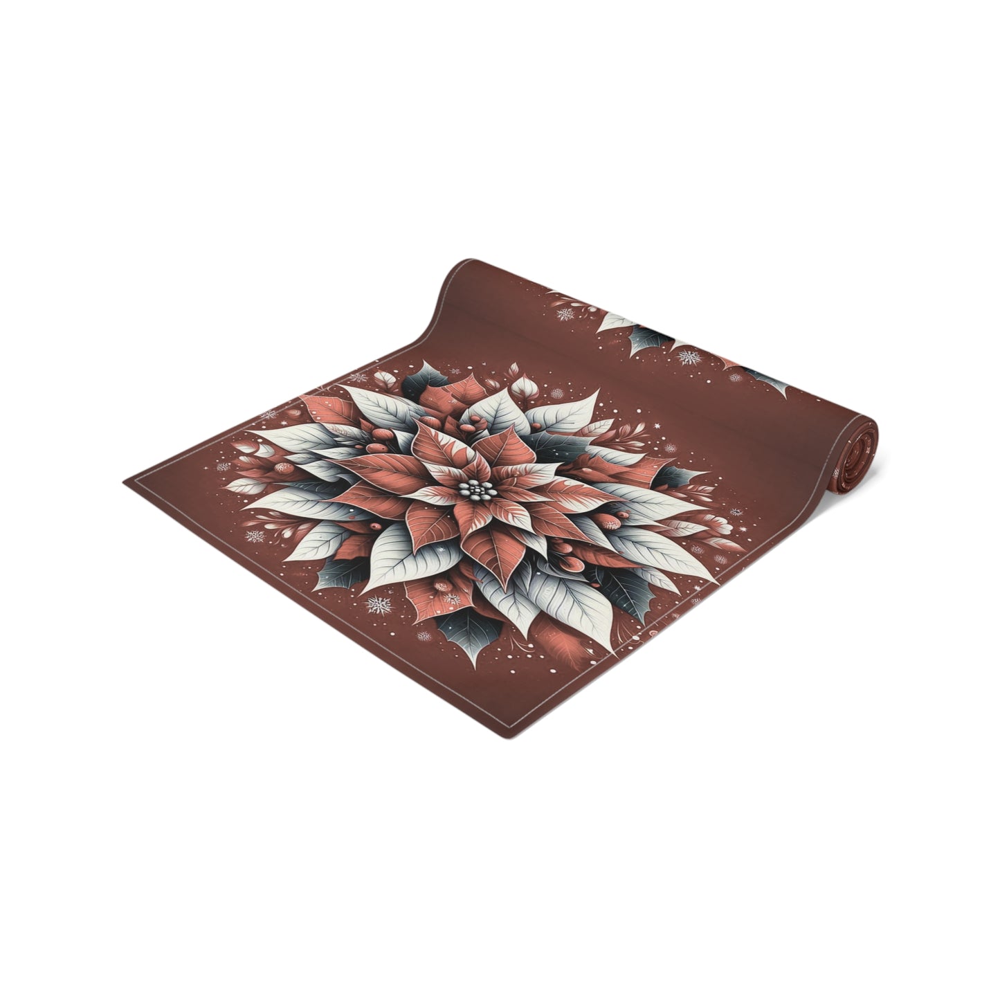 Christmas Table Runner Poinsettia - Cotton, Poly. Holiday Decor, Festive Home Dining, Kitchen Decor, Christmas Party Supplies, Seasonal by Printify