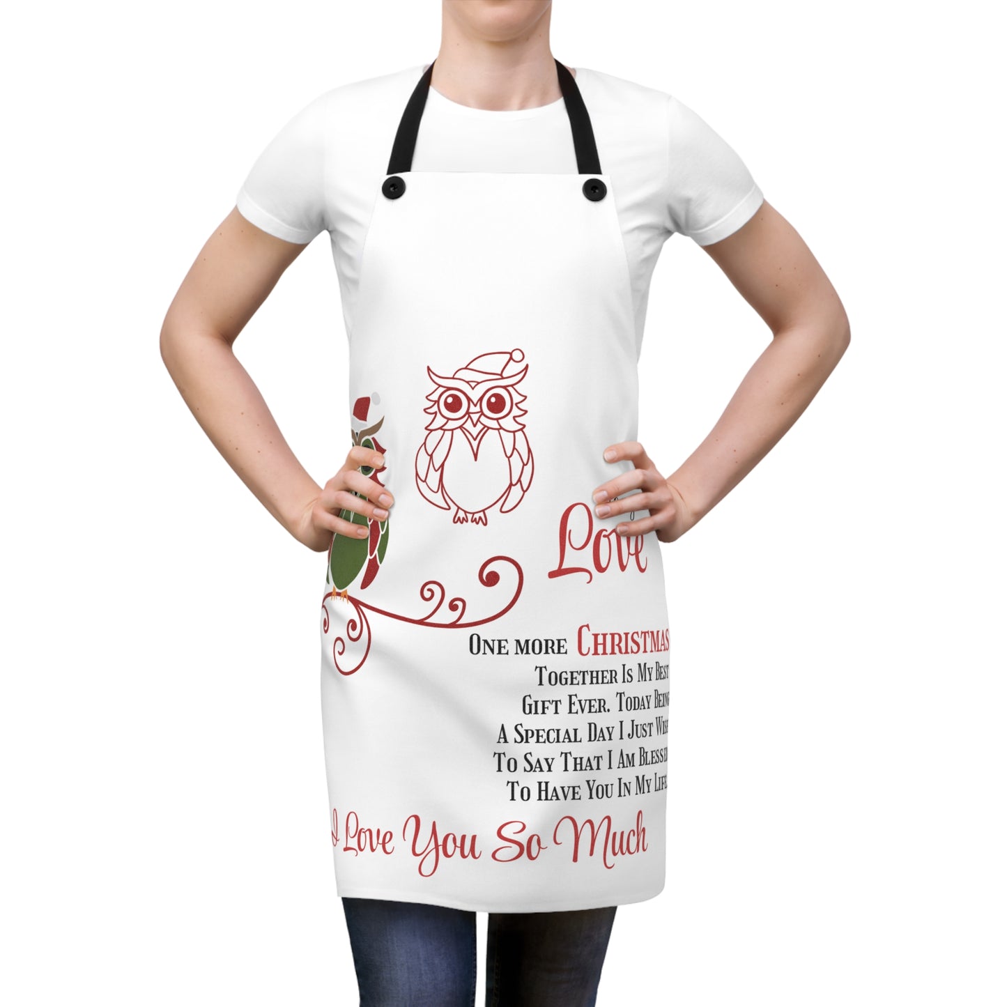 Apron Merry Christmas to my Love owls decoration by Printify