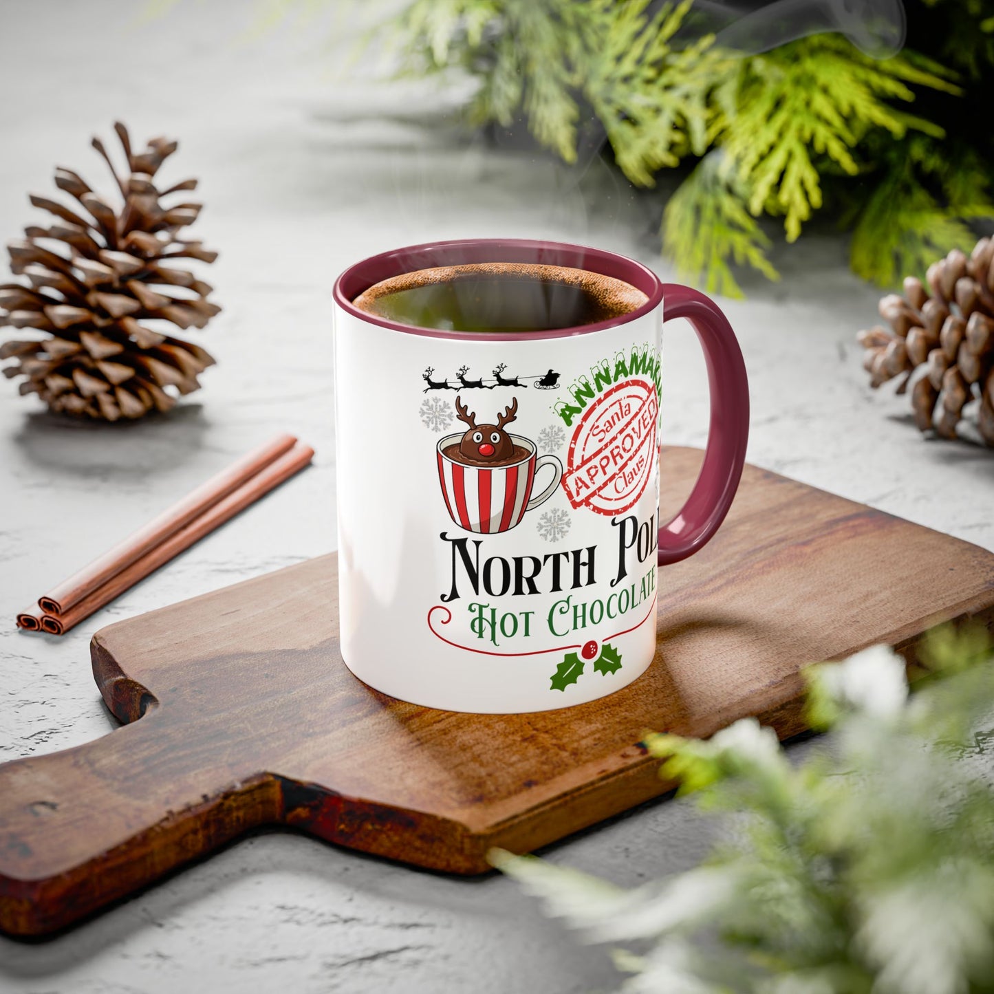 North Pole Hot Chocolate Mug — Santa Approved Holiday Coffee Cup (11oz/15oz) by Printify