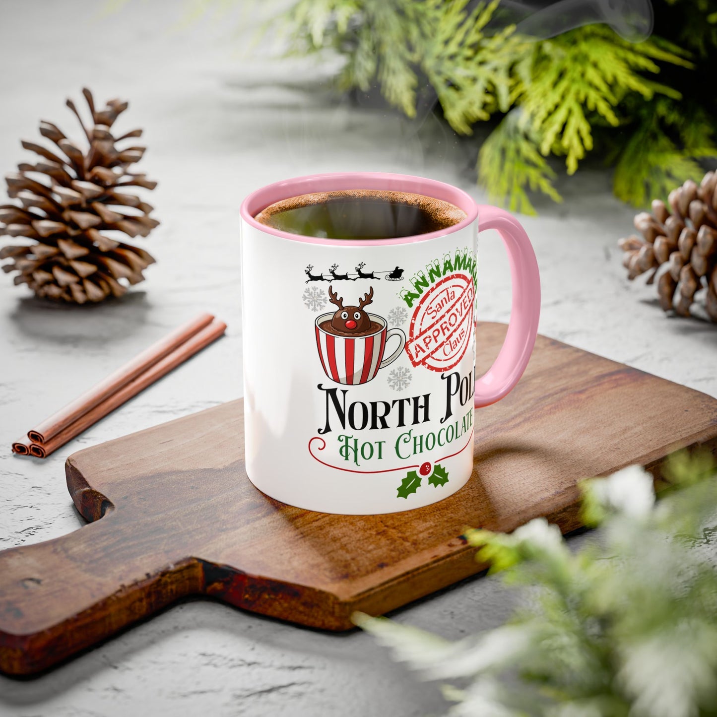 North Pole Hot Chocolate Mug — Santa Approved Holiday Coffee Cup (11oz/15oz) by Printify