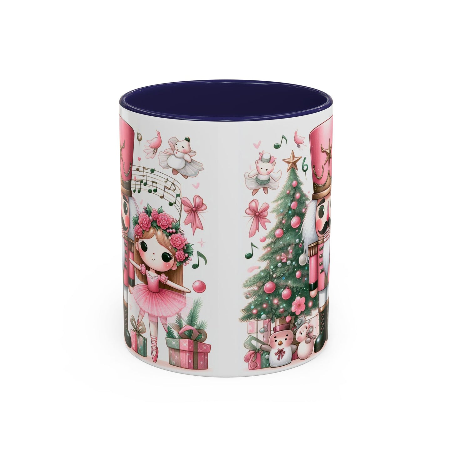 Coffee Mug, Nutcracker Pink Christmas Decoration, Festive Holiday Tea Cup, Unique Ceramic Drinkware, Kitchen Home Decor by Printify