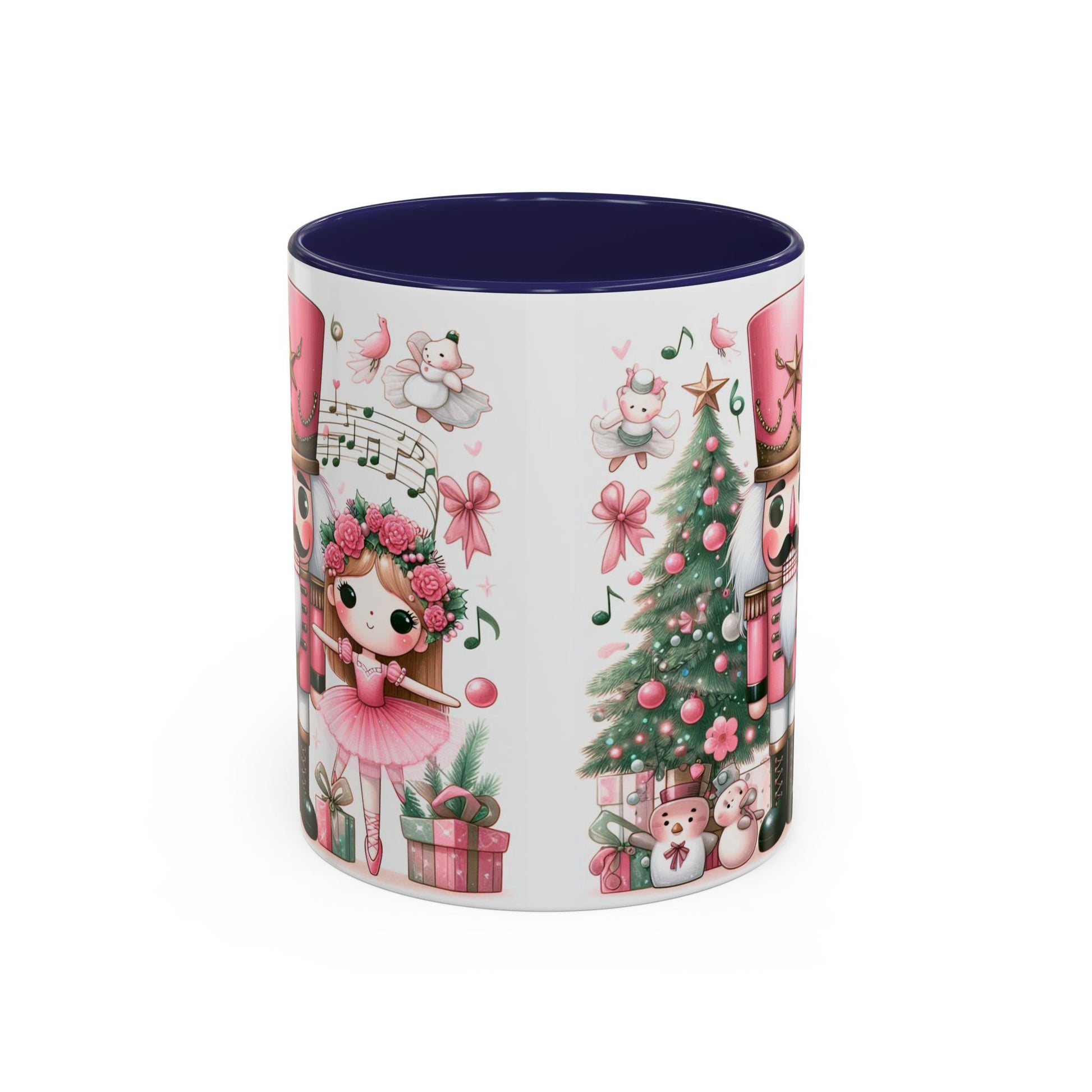 Coffee Mug, Nutcracker Pink Christmas Decoration, Festive Holiday Tea Cup, Unique Ceramic Drinkware, Kitchen Home Decor by Printify