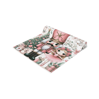 Pink Nutcracker Christmas Table Runner — Festive Holiday Dining Decor by Printify