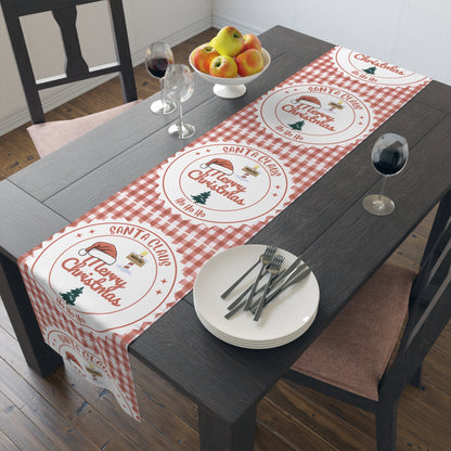 Table Runner, Christmas Decoration Santa Claus Ho Ho Ho, Red White, Cotton Poly, Home Decor, Holiday Table Linen, Festive Dining Accessories