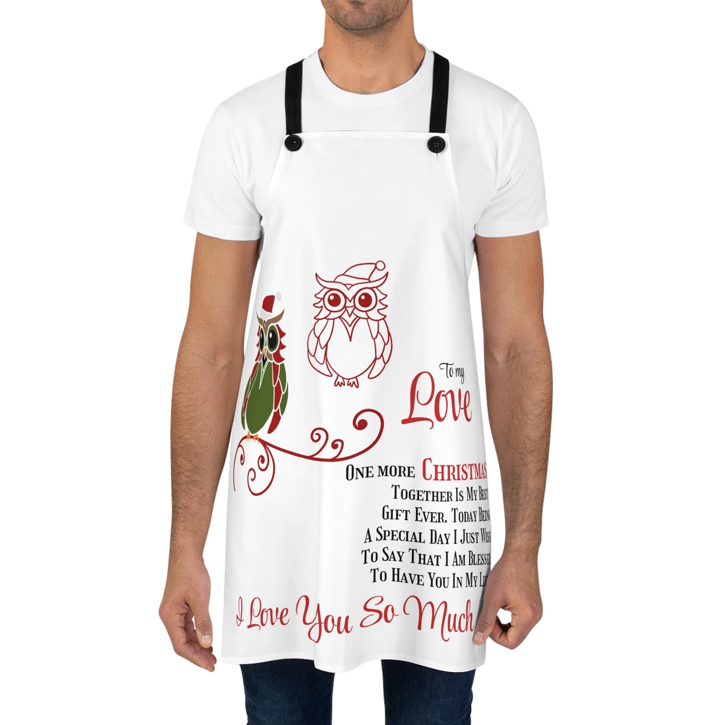 Festive Owl Love Apron for Christmas Cheer