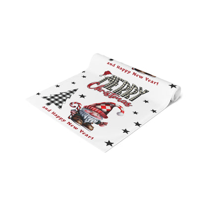 Christmas Table Runner, Festive Holiday Decor, Merry Christmas Cotton Poly Runner, Xmas Dining Table Decoration, Christmas Party Supplies by Printify