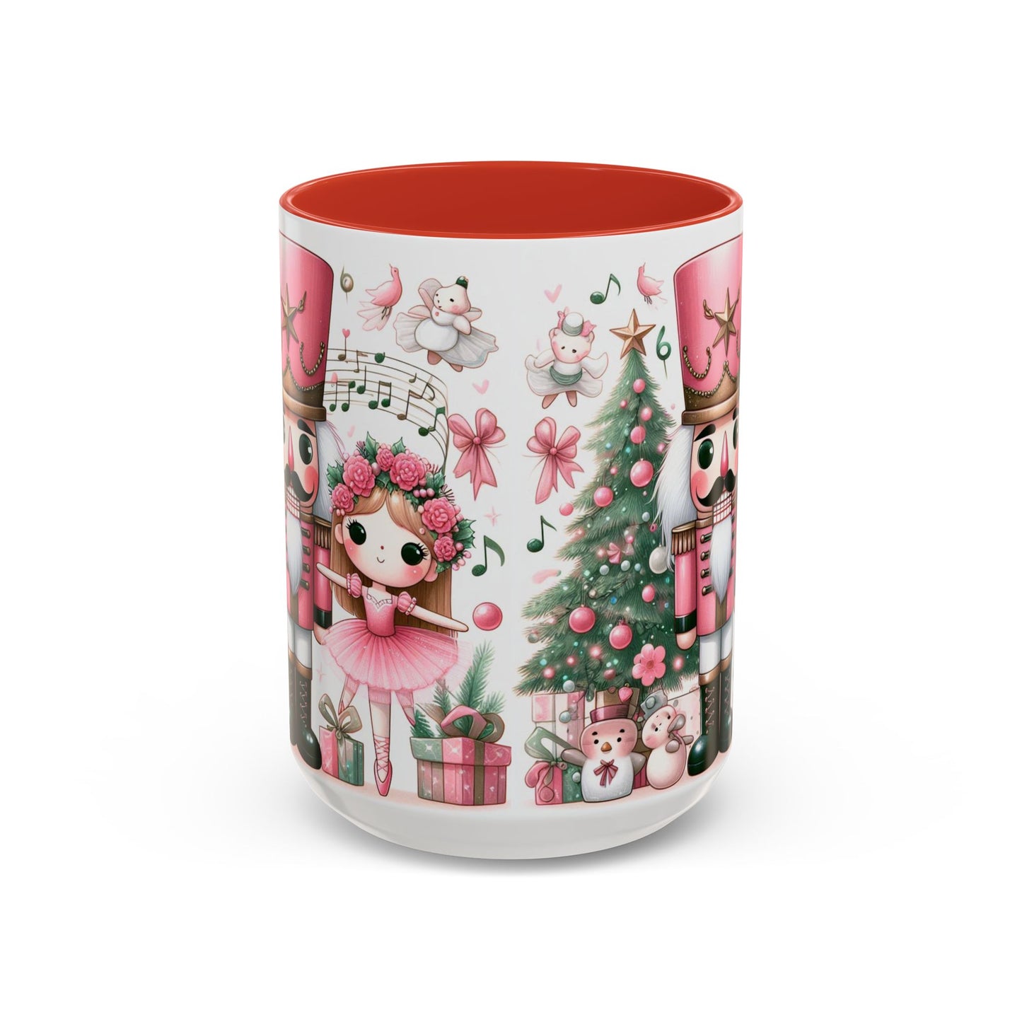 Coffee Mug, Nutcracker Pink Christmas Decoration, Festive Holiday Tea Cup, Unique Ceramic Drinkware, Kitchen Home Decor by Printify