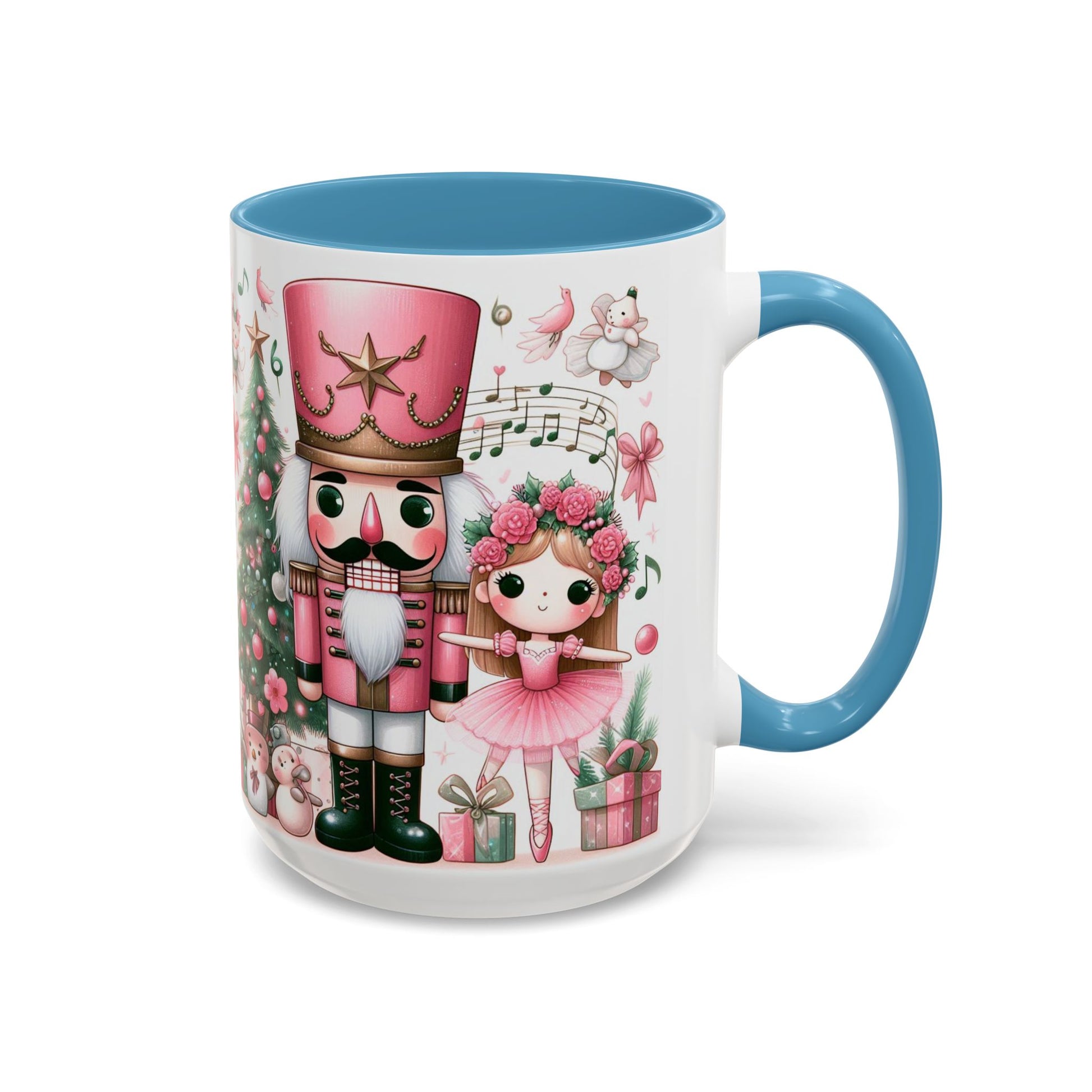 Coffee Mug, Nutcracker Pink Christmas Decoration, Festive Holiday Tea Cup, Unique Ceramic Drinkware, Kitchen Home Decor by Printify