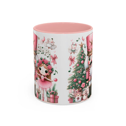 Coffee Mug, Nutcracker Pink Christmas Decoration, Festive Holiday Tea Cup, Unique Ceramic Drinkware, Kitchen Home Decor by Printify