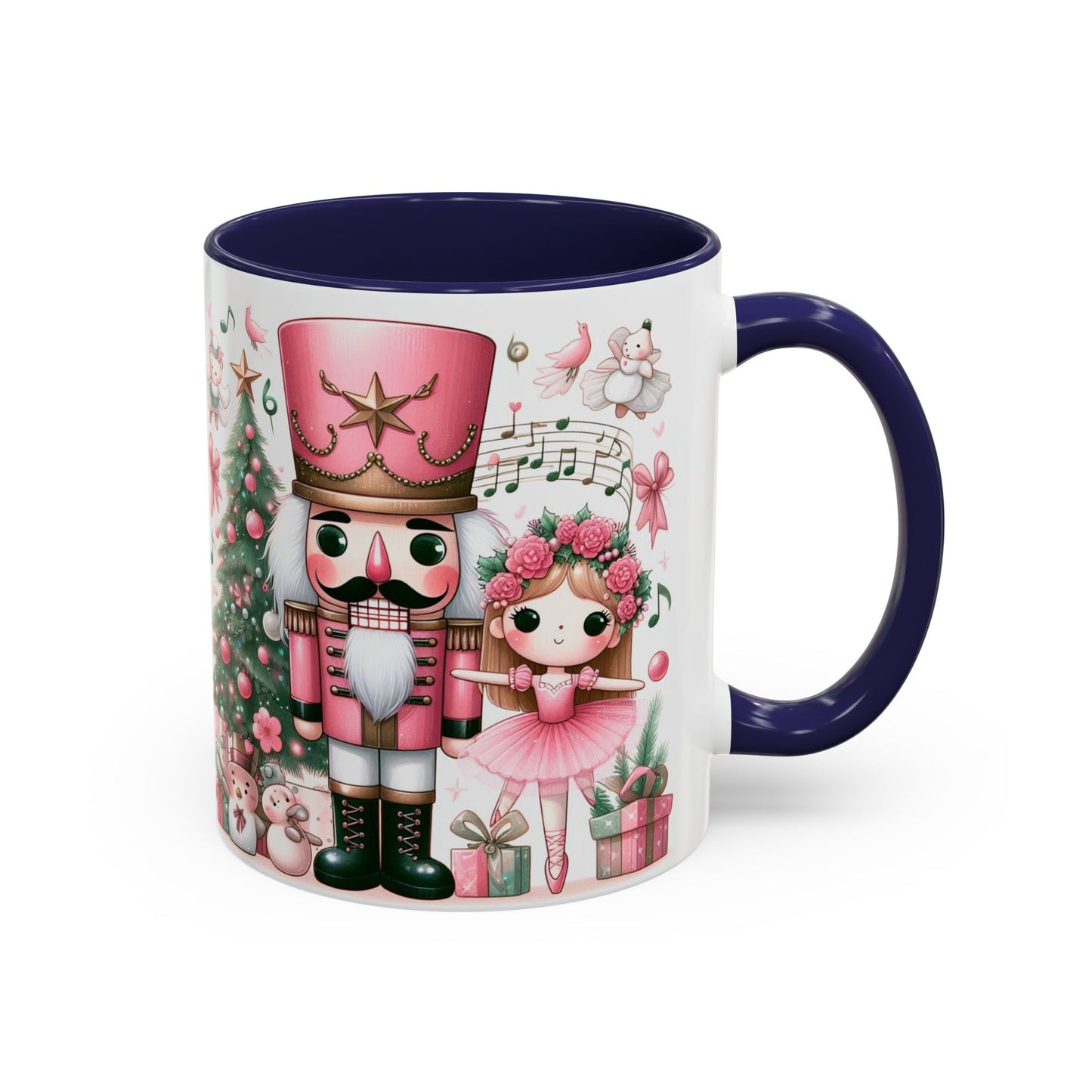 Coffee Mug, Nutcracker Pink Christmas Decoration, Festive Holiday Tea Cup, Unique Ceramic Drinkware, Kitchen Home Decor by Printify