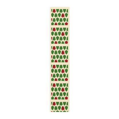 Christmas Trees Red Green Table Runner, Holiday Table Decor, Holiday Dinner Accessories - Cotton, Poly, Festive Table Linens, Christmas Home