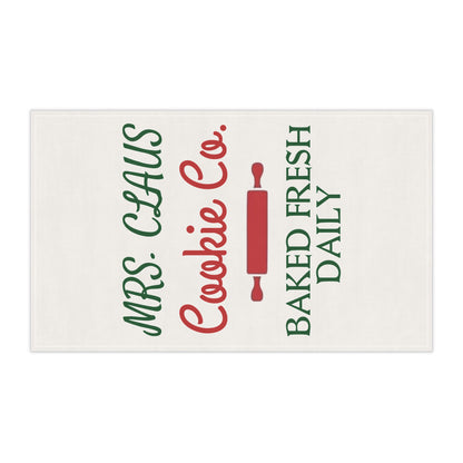 Mrs Claus Cookie Co Tea Towels, Christmas Kitchen Decor, Baked Fresh Daily, Holiday Hostess Gift, Cotton Poly Dish Towels by Printify