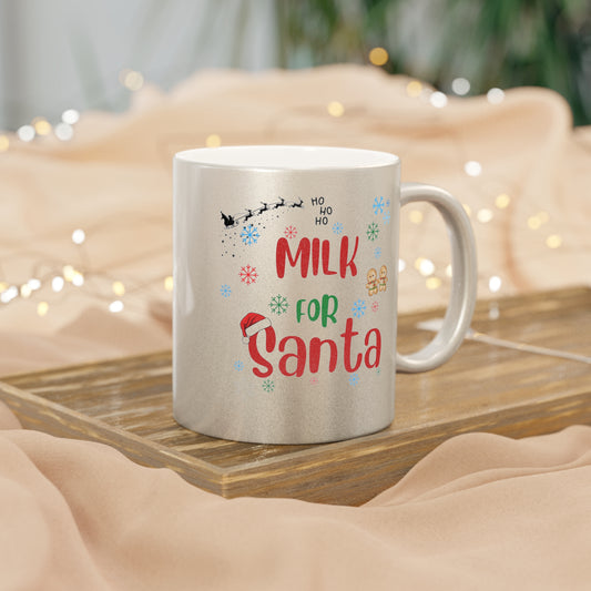 Metallic Mug, Santa Milk Mug, Christmas Gift, Silver Gold Mug, Holiday Mug, Festive Drinkware, Kitchen Decor