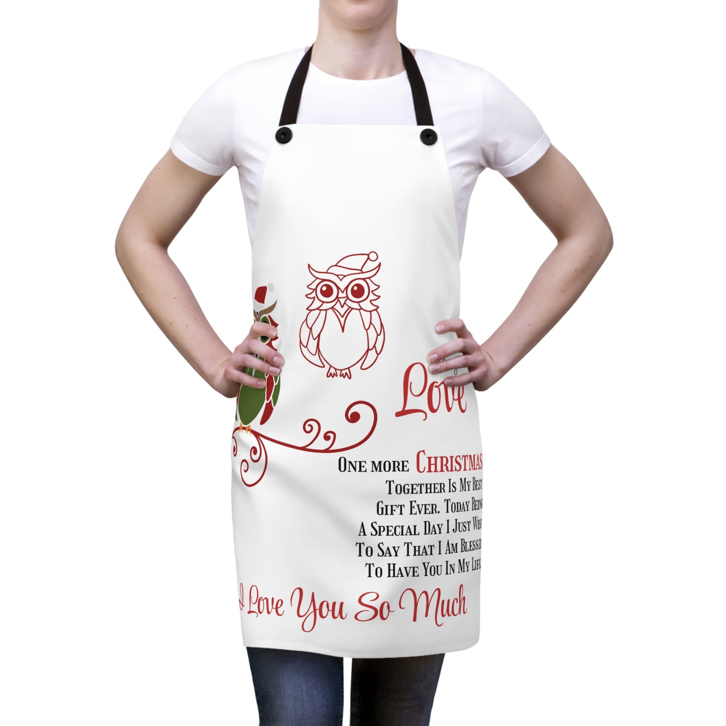 Festive Owl Love Apron for Christmas Cheer