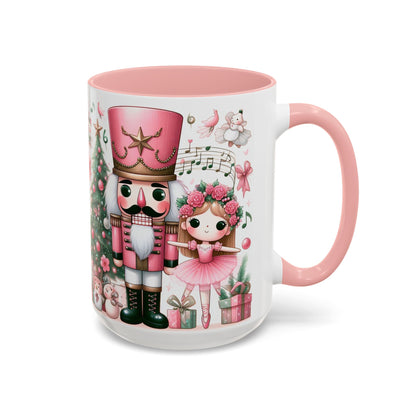 Coffee Mug, Nutcracker Pink Christmas Decoration, Festive Holiday Tea Cup, Unique Ceramic Drinkware, Kitchen Home Decor by Printify
