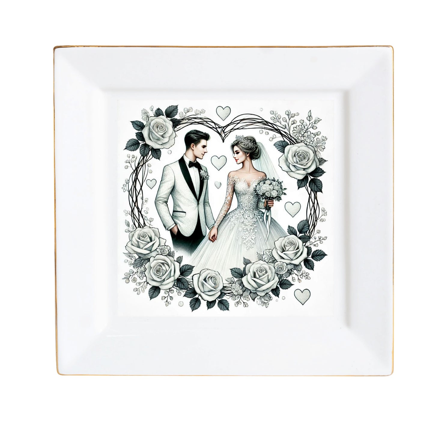 Ceramic Square Plates, Weddings Day Appetizers, Personalized Dinner Decor, Romantic Custom Plates, Table Setting Gift