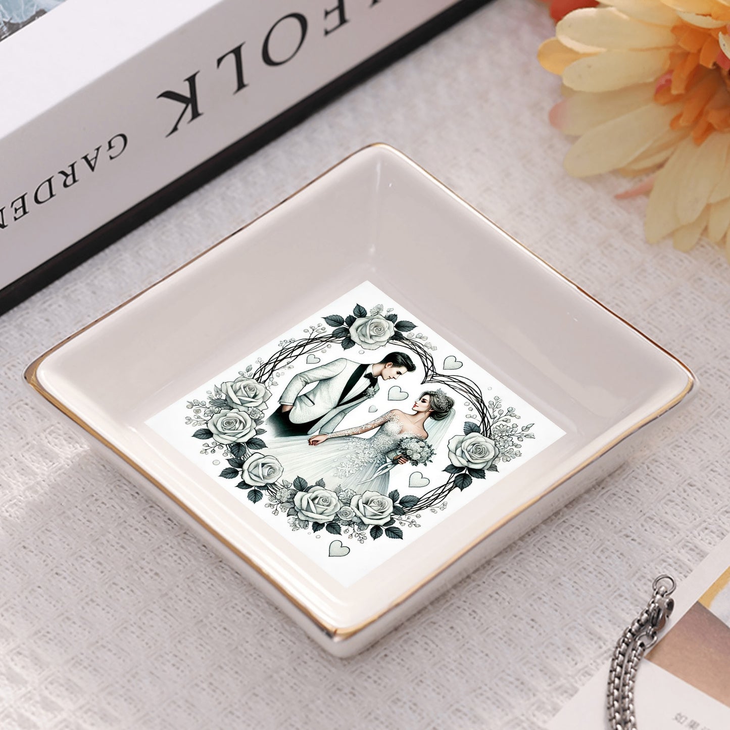 Ceramic Square Plates, Weddings Day Appetizers, Personalized Dinner Decor, Romantic Custom Plates, Table Setting Gift