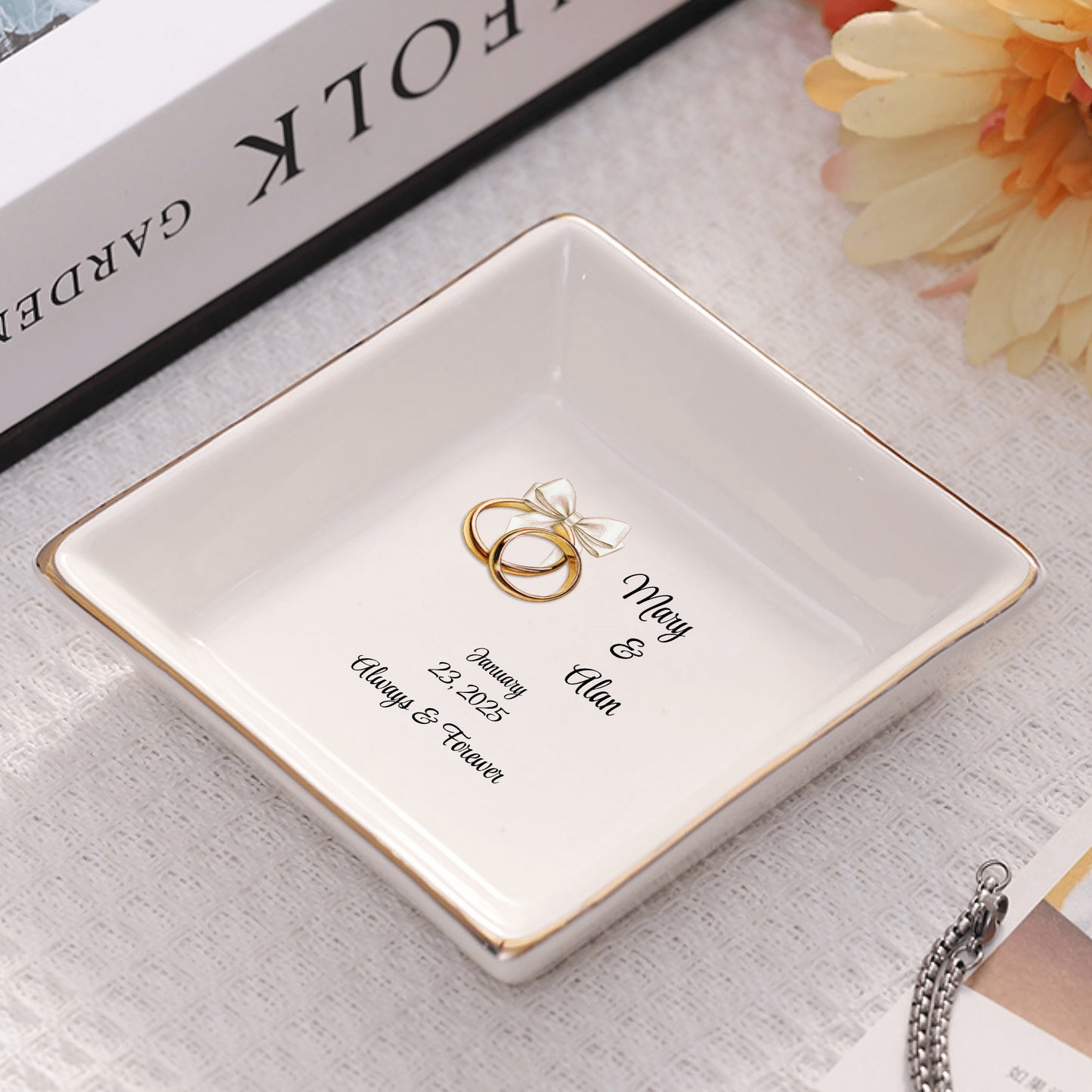 Ceramic Square Plates, Weddings Day Appetizers, Personalized Dinner Decor, Romantic Custom Plates, Table Setting Gift