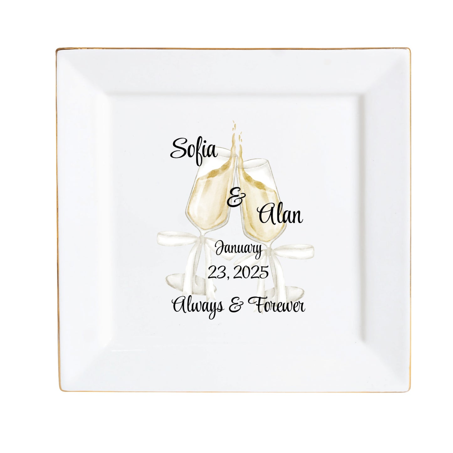 Ceramic Square Plates, Weddings Day Appetizers, Personalized Dinner Decor, Romantic Custom Plates, Table Setting Gift