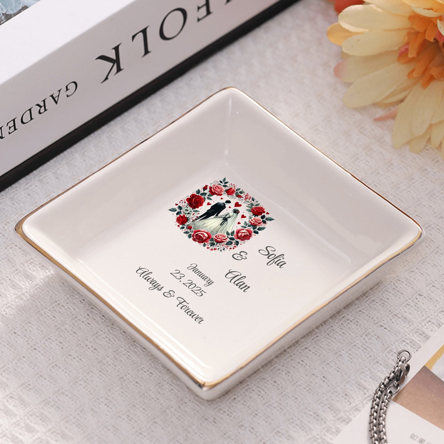 Ceramic Square Plates, Weddings Day Appetizers, Personalized Dinner Decor, Romantic Custom Plates, Table Setting Gift