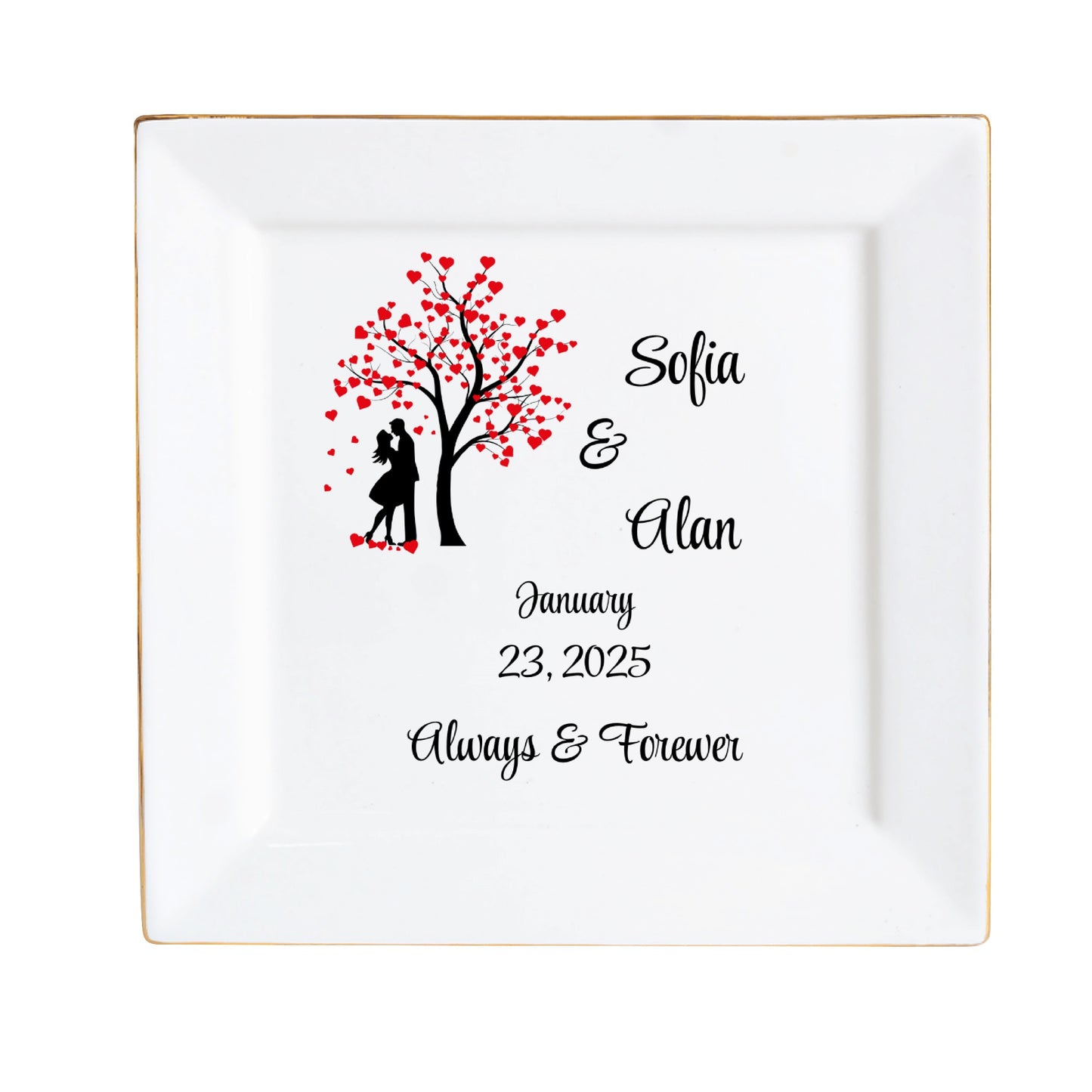 Ceramic Square Plates, Weddings Day Appetizers, Personalized Dinner Decor, Romantic Custom Plates, Table Setting Gift