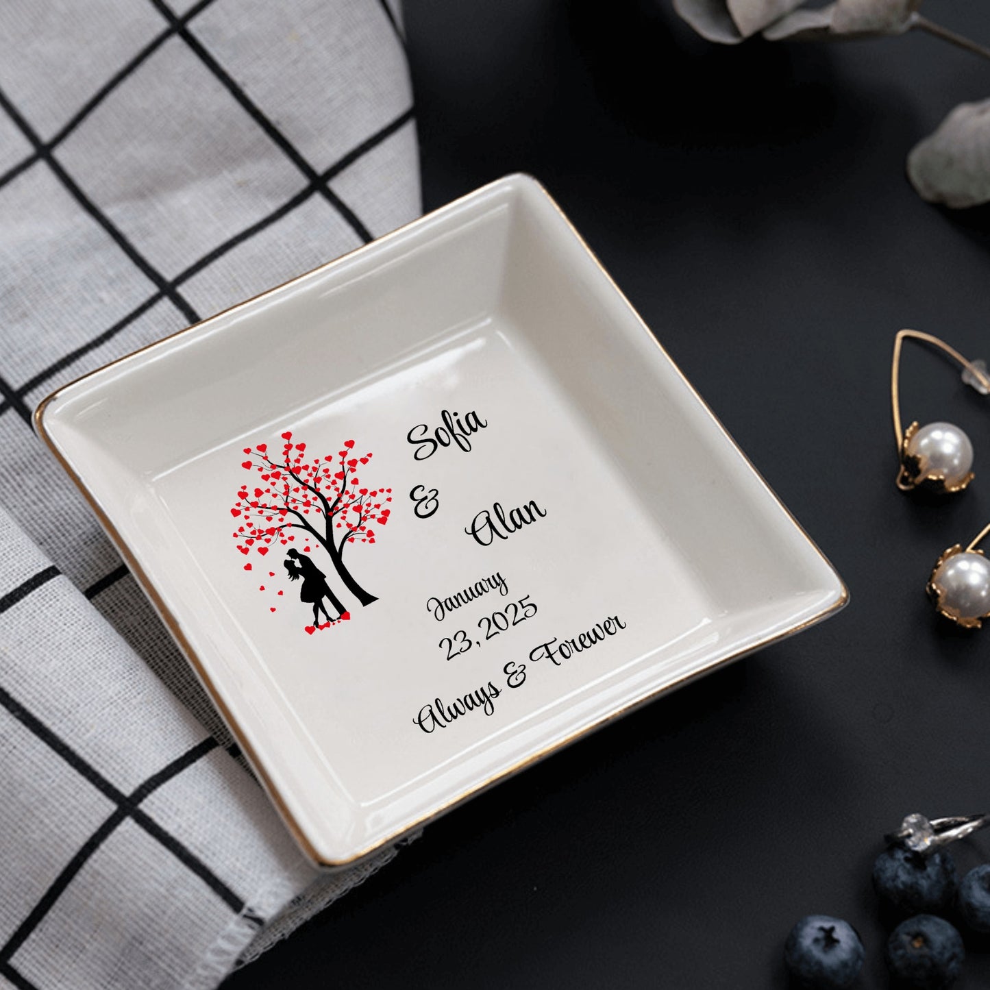 Ceramic Square Plates, Weddings Day Appetizers, Personalized Dinner Decor, Romantic Custom Plates, Table Setting Gift